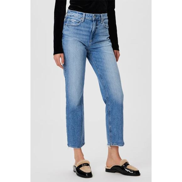 Paige Noella High-Rise Charming Distressed Straight Leg Jeans Size 32 - Picture 2 of 10